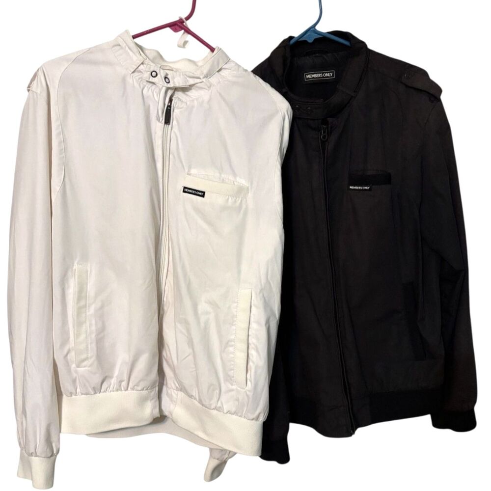 Members Only Bomber Jacket Bundle Black L and White XL Lightweight Zip